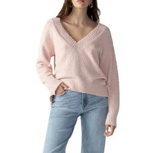 BP Light Pink Trendy Pastel V Neck Sweater Bell Sleeves Size Small Top